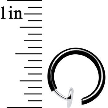 BodyCandy 3/8 Black Titanium IP Spring Loaded Fake Nose Ring Body Jewelry Hoop — detail close-up