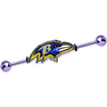 BodyCandy Official Licensed NFL Purple Baltimore Ravens Industrial Barbell 38mm — main product shot