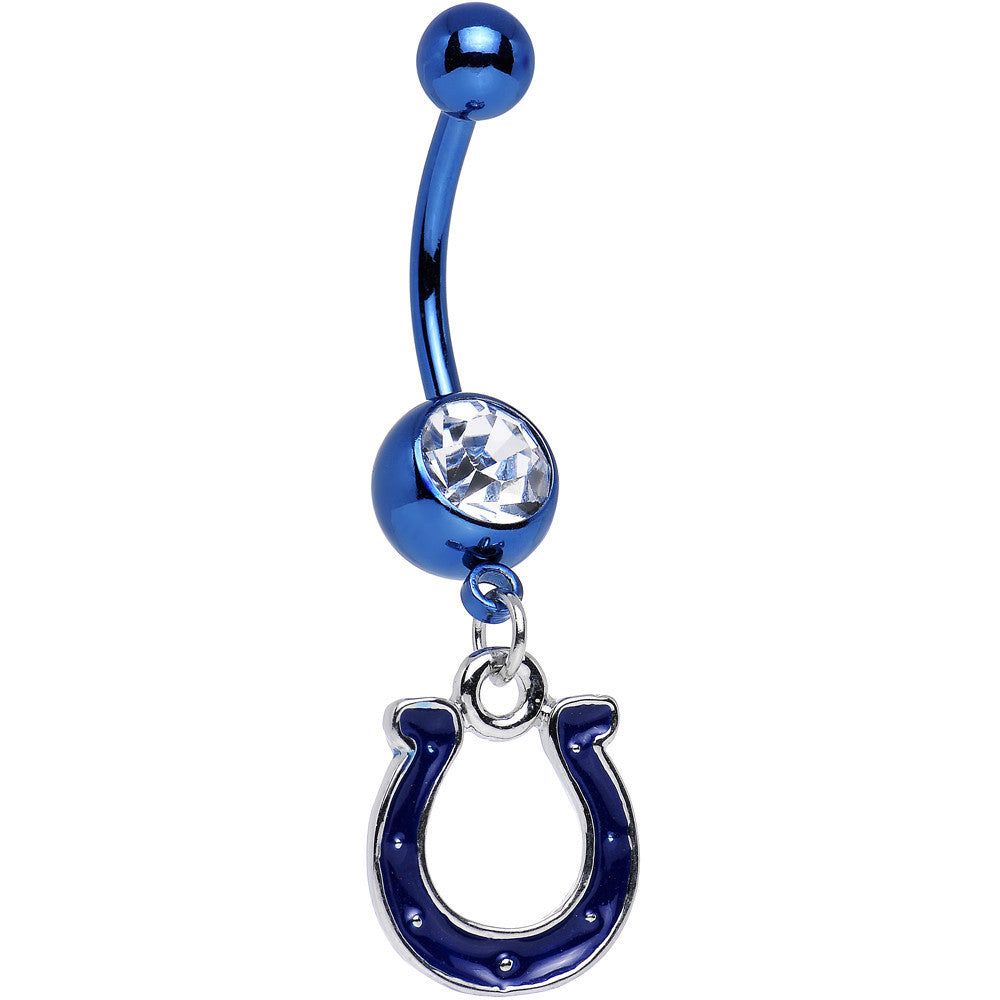 BodyCandy Officially Licensed NFL Clear Gem Indianapolis Colts Dangle Belly Ring — main product shot