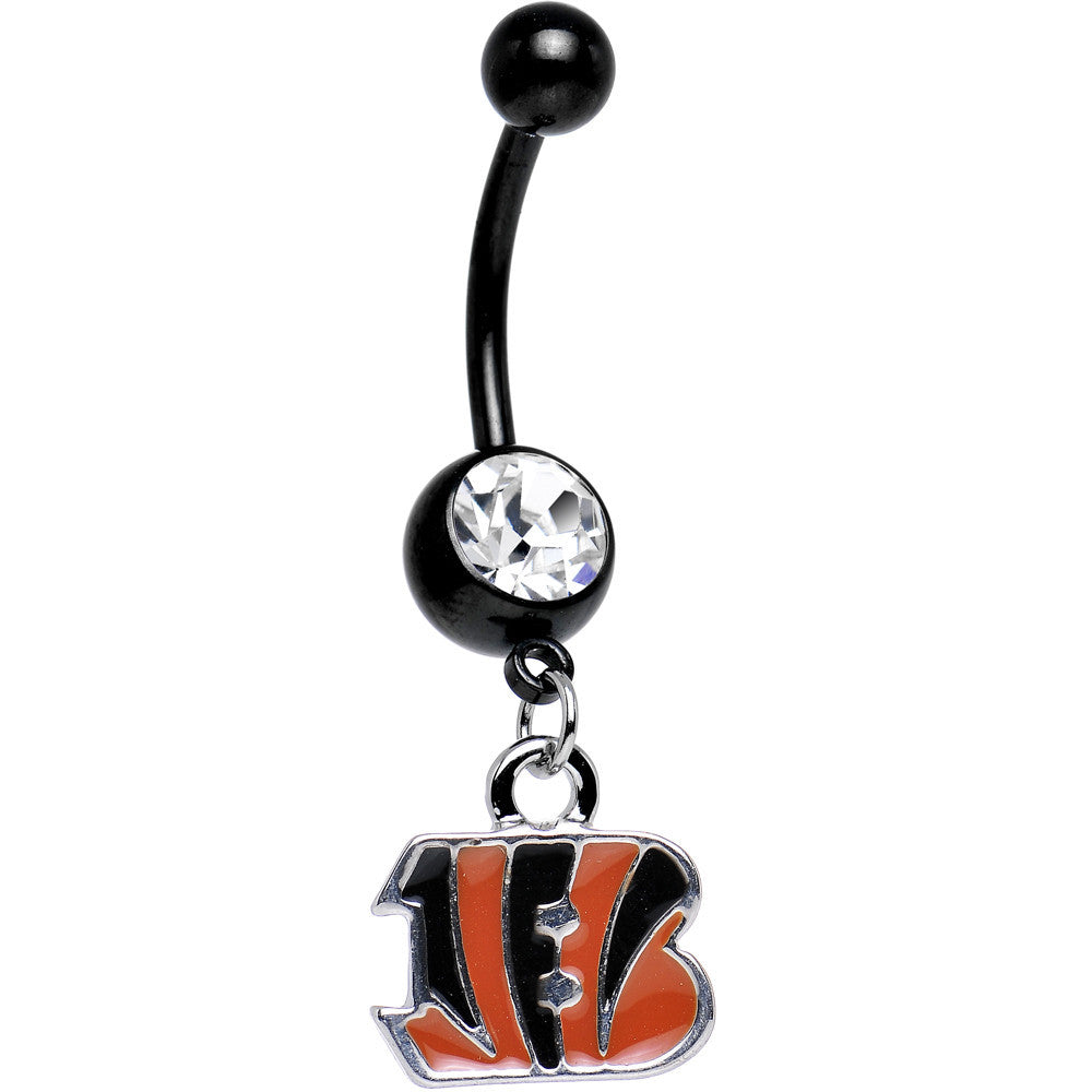 BodyCandy Officially Licensed NFL Clear Gem Cincinnati Bengals Dangle Belly Ring — main product shot