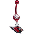 BodyCandy Officially Licensed NFL Clear Gem Arizona Cardinals Dangle Belly Ring — main product shot