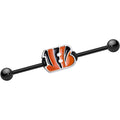 BodyCandy Licensed NFL Black Anodized Cincinnati Bengals Industrial Barbell 38mm — main product shot