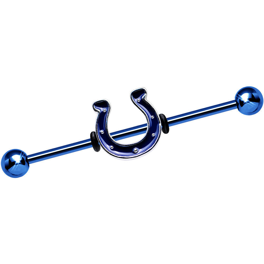 BodyCandy Official Licensed NFL Blue Indianapolis Colts Industrial Barbell 38mm — main product shot