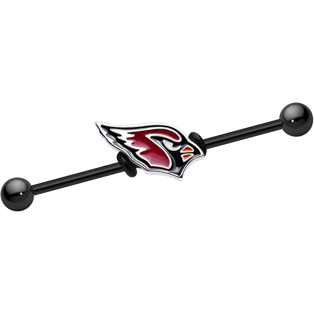 BodyCandy Official Licensed NFL Black Arizona Cardinals Industrial Barbell 38mm — main product shot
