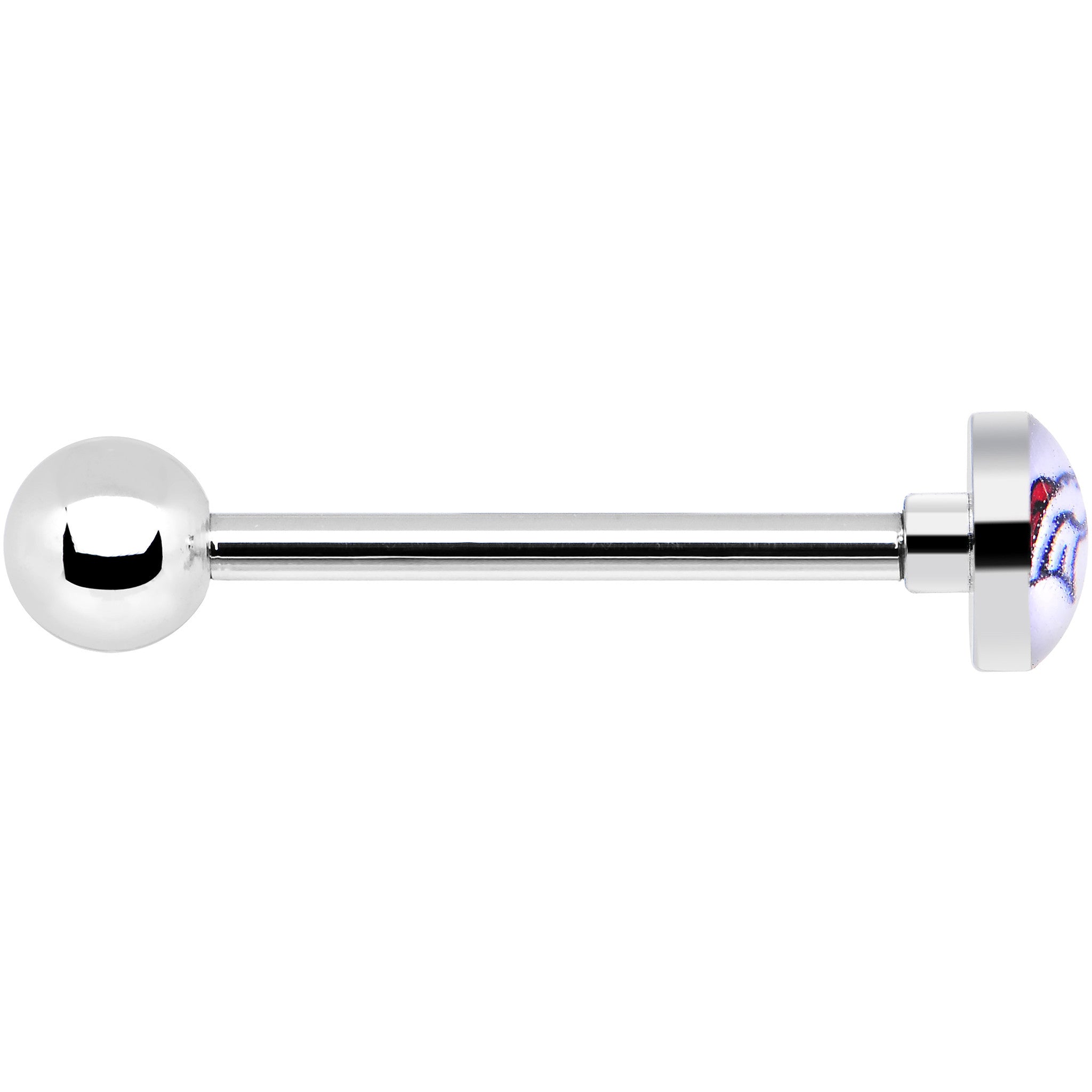 BodyCandy Officially Licensed NFL Denver Broncos Barbell Tongue Ring — detail close-up