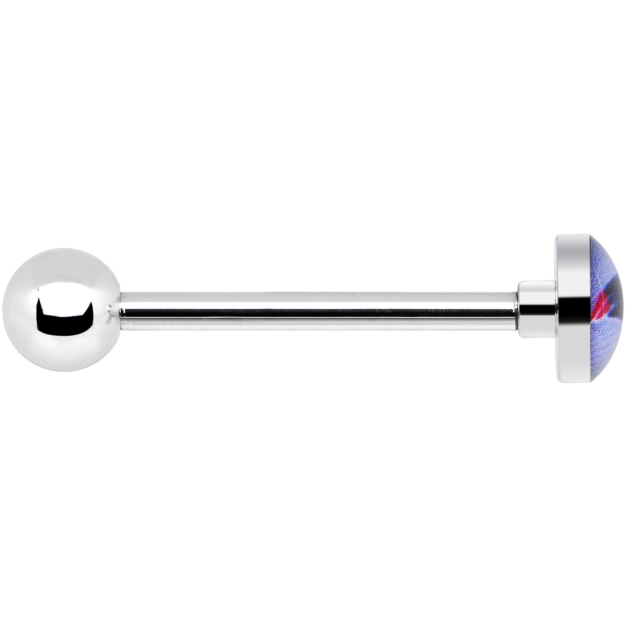 BodyCandy Officially Licensed NFL New England Patriots Barbell Tongue Ring — detail close-up