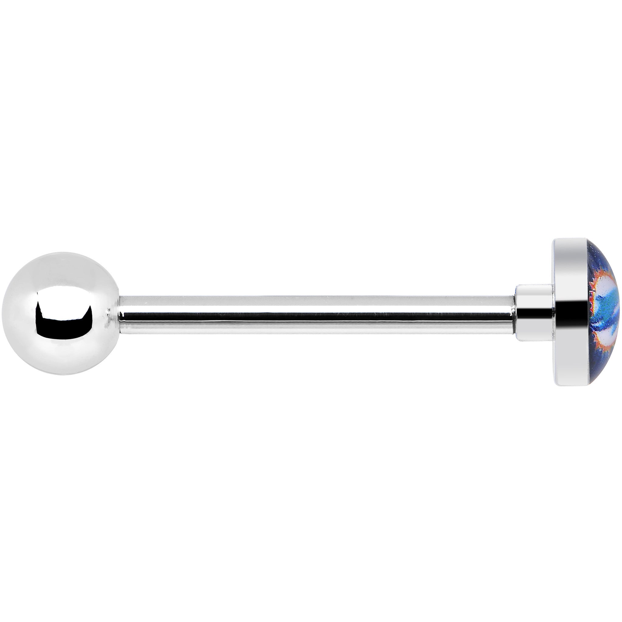 BodyCandy Officially Licensed NFL Miami Dolphins Barbell Tongue Ring — detail close-up
