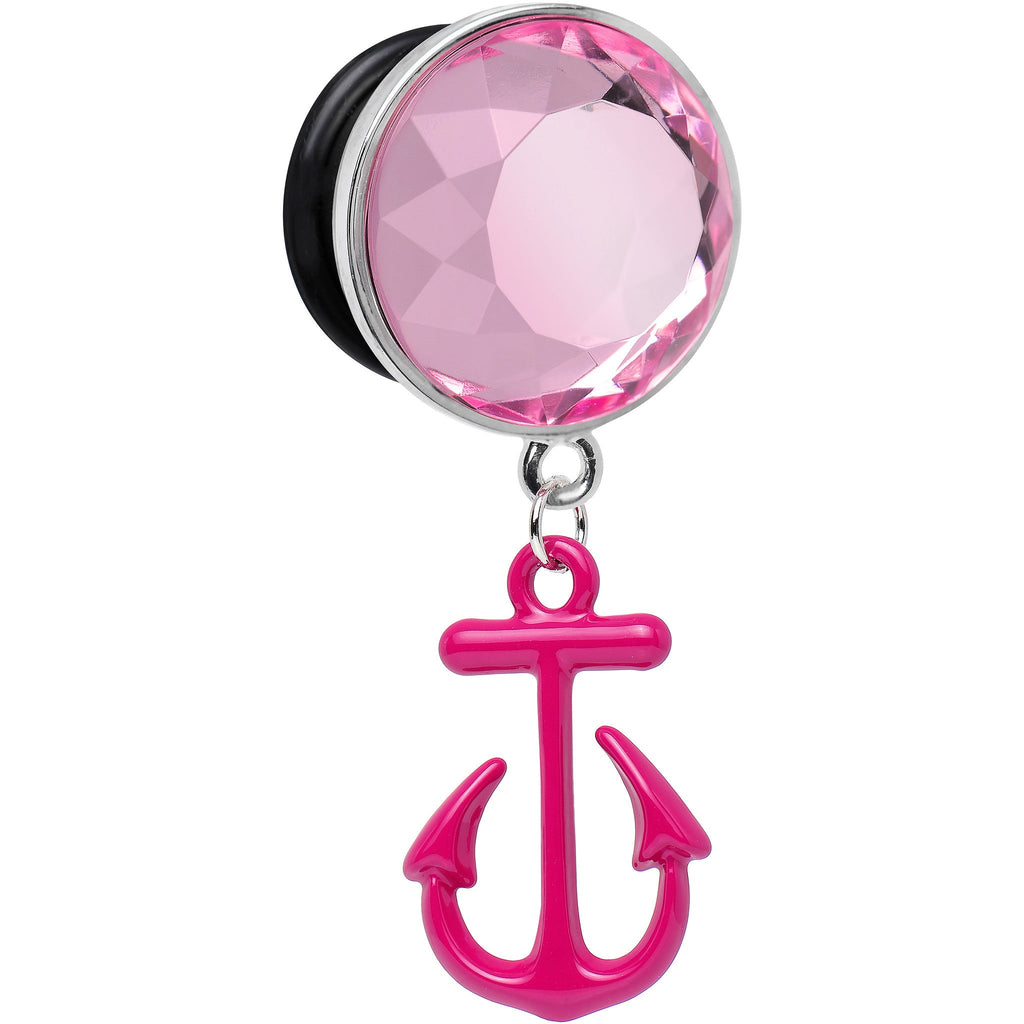 BodyCandy 9/16 Pink Dangling Anchor Steel Plug — detail close-up