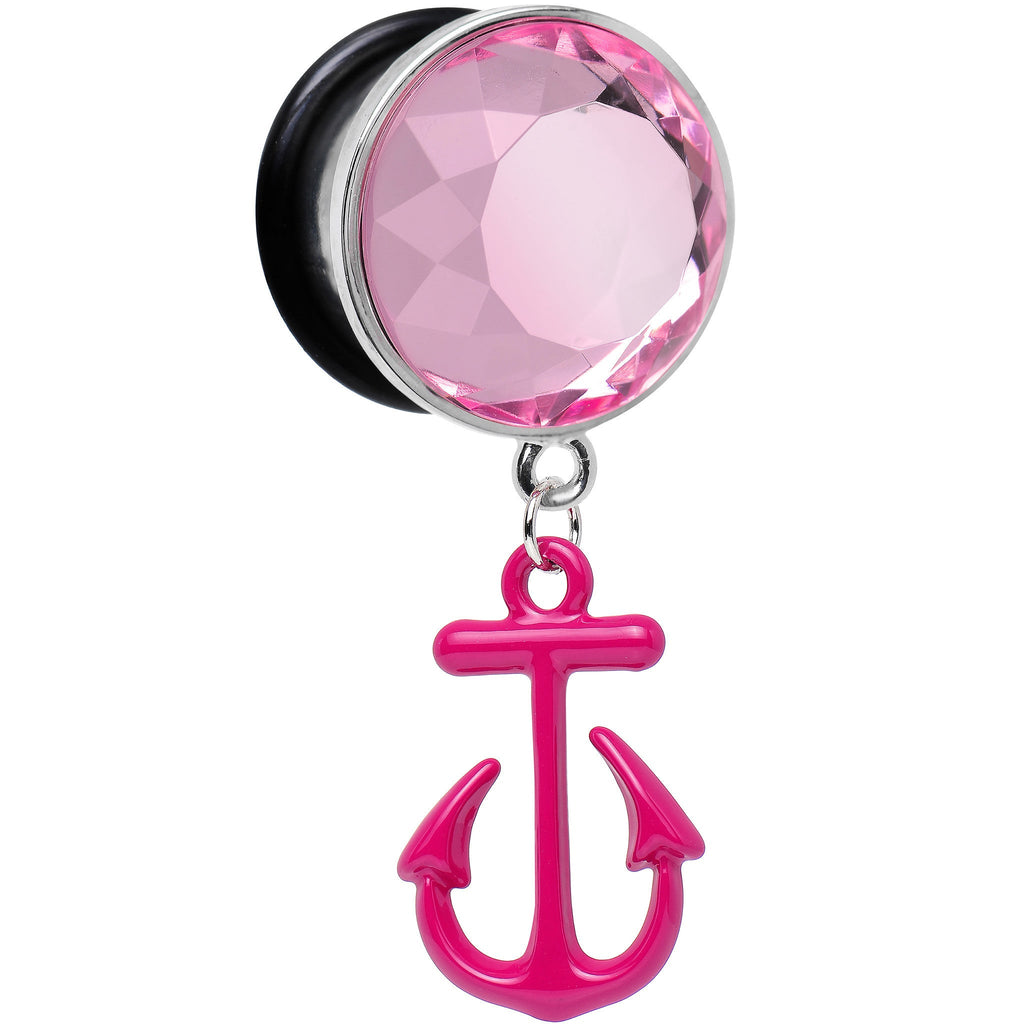 BodyCandy 5/8 Pink Dangling Anchor Steel Plug — detail close-up