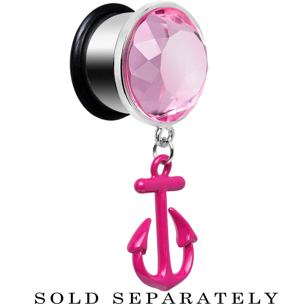 BodyCandy 5/8 Pink Dangling Anchor Steel Plug — main product shot