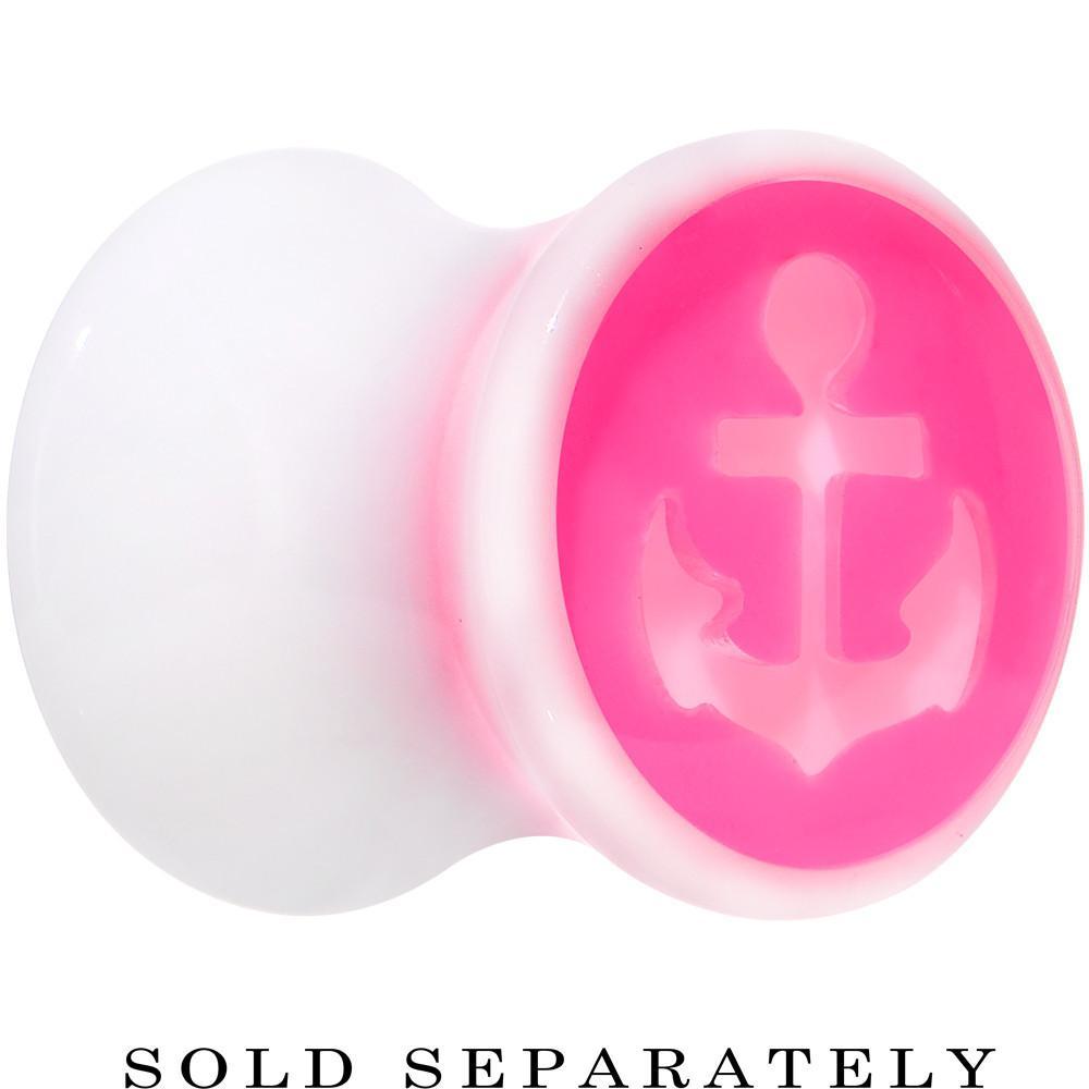 BodyCandy White Pink Acrylic Set Sail Nautical Anchor Saddle Plug Available in Sizes 6mm to 20mm — lifestyle context