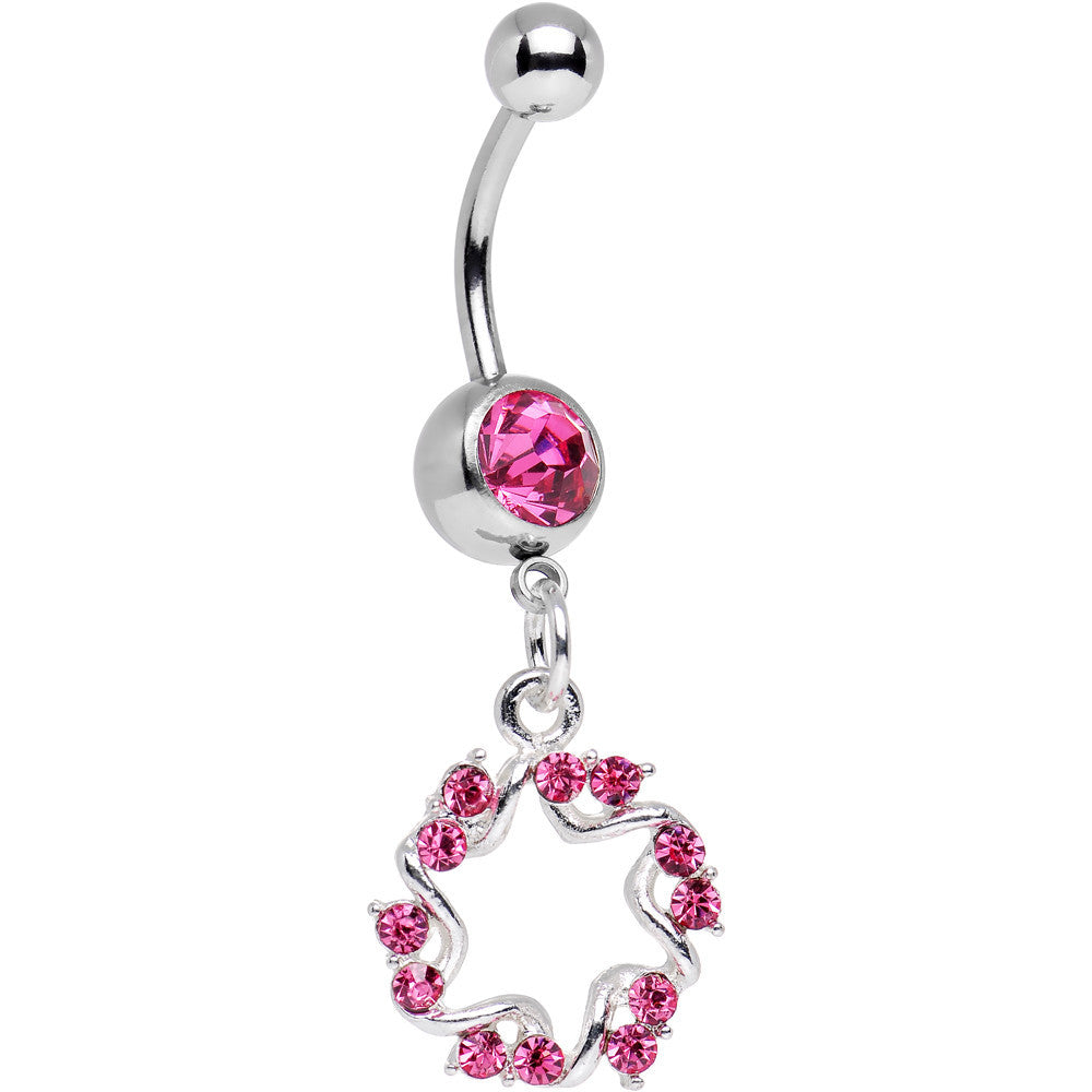 BodyCandy Pink Gem Twinkling Six Pointed Star Dangle Belly Ring — main product shot