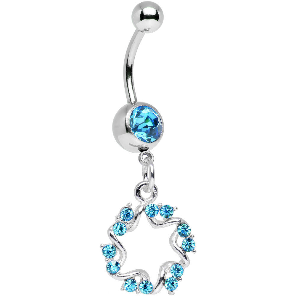 BodyCandy Aqua Gem Twinkling Six Pointed Star Dangle Belly Ring — main product shot