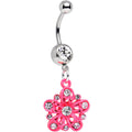 BodyCandy Clear Gem Perfectly Pink Posy Flower Dangle Belly Ring — main product shot