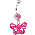 BodyCandy Pink Gem Pink Fluttering Butterfly Dangle Belly Ring — main product shot