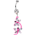 BodyCandy Clear Gem Dazzling Duo of Dragonflies Dangle Belly Ring — main product shot