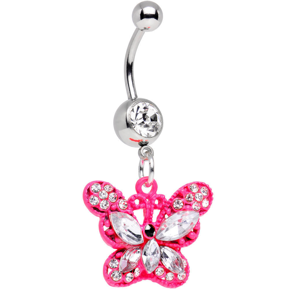 BodyCandy Clear Gem Passionately Pink Butterfly Dangle Belly Ring — main product shot