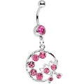 BodyCandy Pink Gem Wreath and Butterfly Dangle Belly Ring — main product shot
