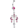 BodyCandy Pink Gem Foliage Fountain Glamour Key Dangle Belly Ring — main product shot