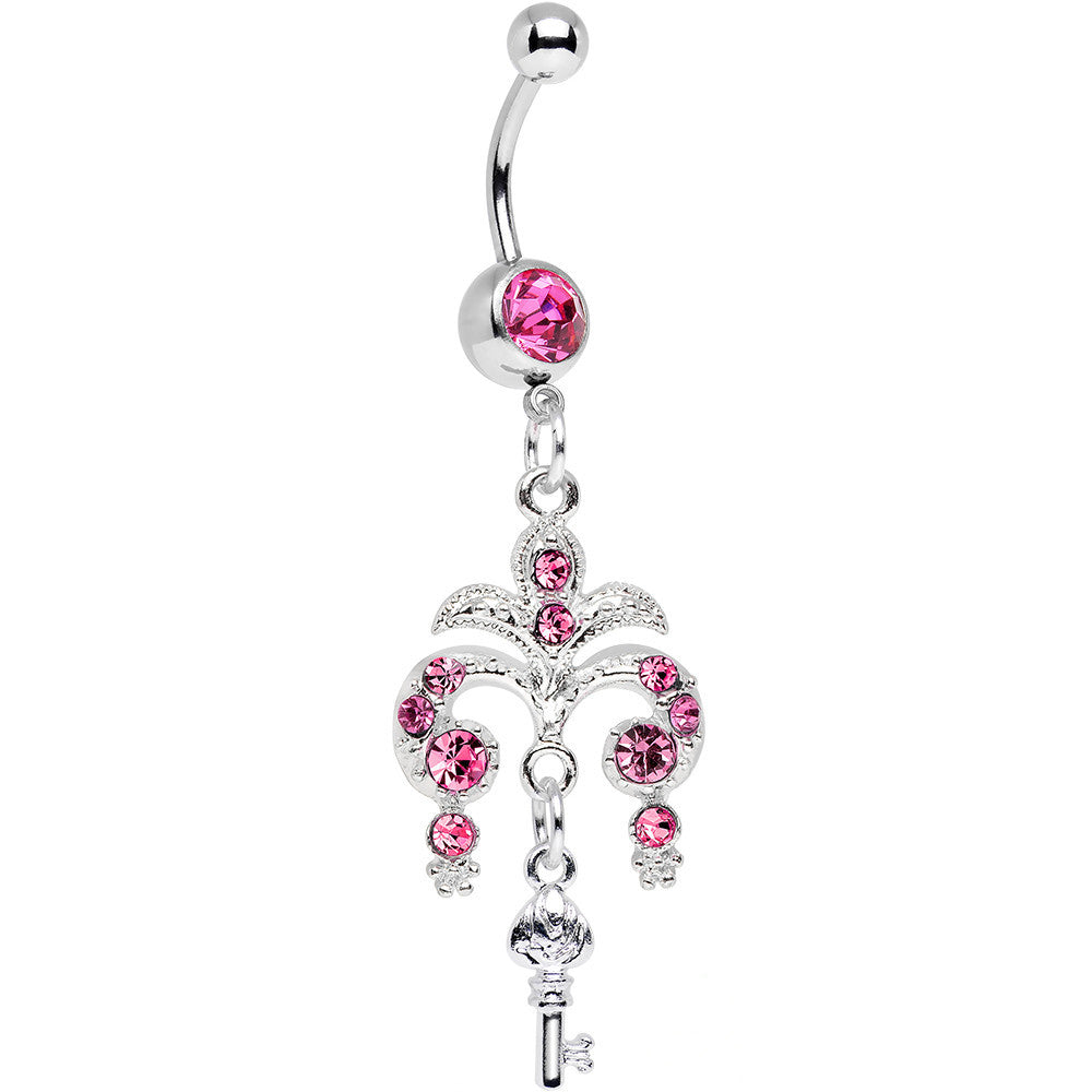 BodyCandy Pink Gem Foliage Fountain Glamour Key Dangle Belly Ring — main product shot