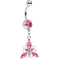 BodyCandy Pink Gem Thrilling Trillium Flower Dangle Belly Ring — main product shot