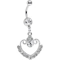 BodyCandy Clear Gem Ornate Hollow Heart Dangle Belly Ring — main product shot