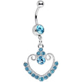 BodyCandy Aqua Gem Ornate Hollow Heart Dangle Belly Ring — main product shot