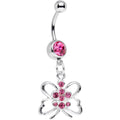 BodyCandy Pink Gem Diving Downward Butterfly Dangle Belly Ring — main product shot