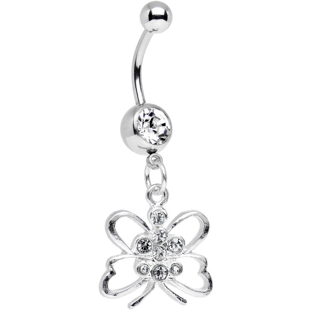 BodyCandy Clear Gem Diving Downward Butterfly Dangle Belly Ring — main product shot