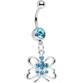 BodyCandy Aqua Gem Diving Downward Butterfly Dangle Belly Ring — main product shot