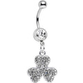 BodyCandy Clear Gem Almost Lucky Three Leaf Clover Dangle Belly Ring — main product shot