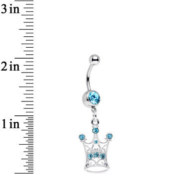 BodyCandy Aqua Gem She Who Wears the Crown Dangle Belly Ring — detail close-up