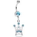 BodyCandy Aqua Gem She Who Wears the Crown Dangle Belly Ring — main product shot