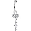 BodyCandy Clear Gem Sparkling Clover Glamour Key Dangle Belly Ring — main product shot