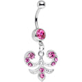 BodyCandy Pink Gem Elaborate French Swirls Dangle Belly Ring — main product shot