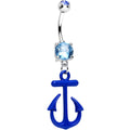 BodyCandy Aqua Gem Nautical Blue Anchor Dangle Belly Ring — main product shot