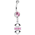 BodyCandy Pink Cubic Zirconia Double Heart Cut Out Dangle Belly Ring — main product shot