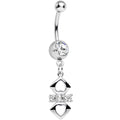 BodyCandy Clear Cubic Zirconia Double Heart Cut Out Dangle Belly Ring — main product shot