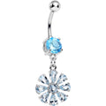 BodyCandy Aqua Cubic Zirconia Mandala Flower Dangle Belly Ring — main product shot