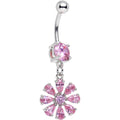 BodyCandy Pink Cubic Zirconia Mandala Flower Dangle Belly Ring — main product shot