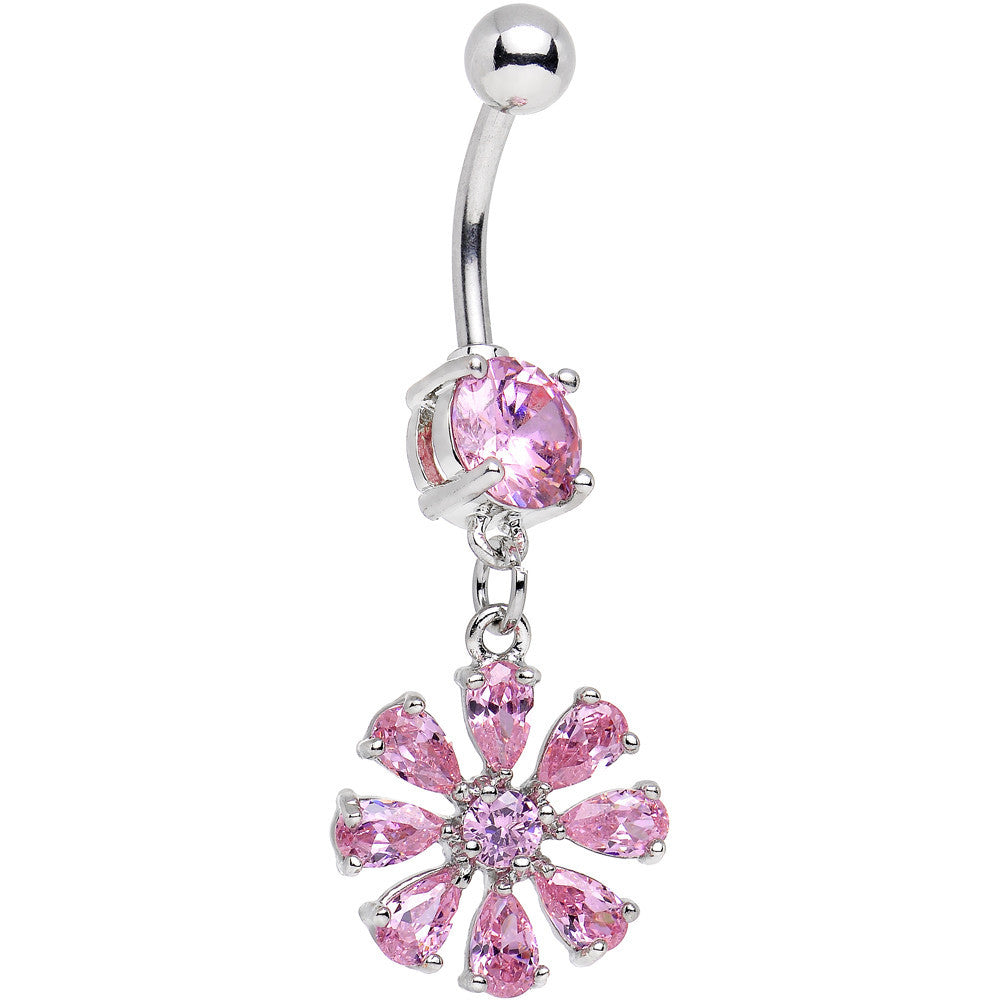 BodyCandy Pink Cubic Zirconia Mandala Flower Dangle Belly Ring — main product shot