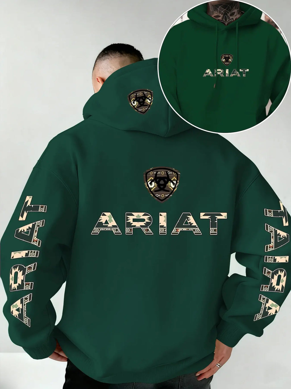 Ariat Letter Print Hooded Sweatshirt – Western Style Graphic Pullover, Rugged Outdoor Country Hoodie, Unisex Casual Apparel