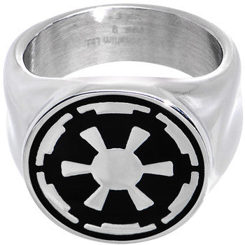 BodyCandy Licensed Steel Star Wars Galactic Empire Symbol Ring — detail close-up