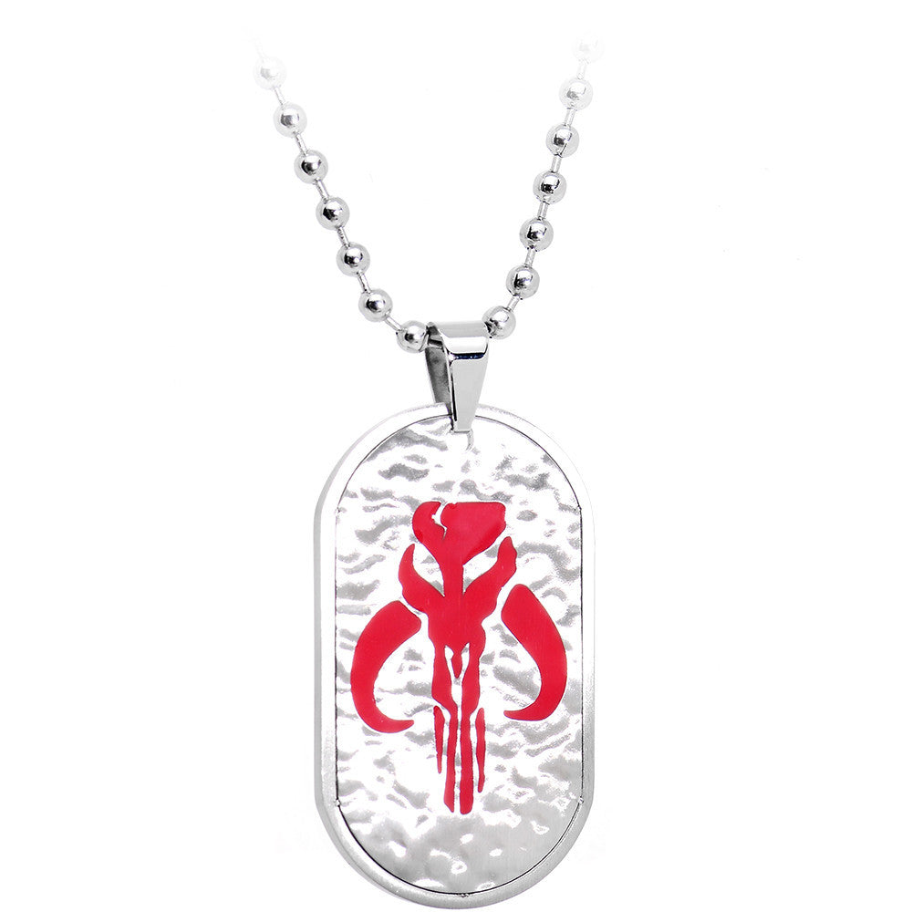 BodyCandy Licensed Steel Star Wars Mandalorian Symbol Dog Tag Pendant Necklace — main product shot