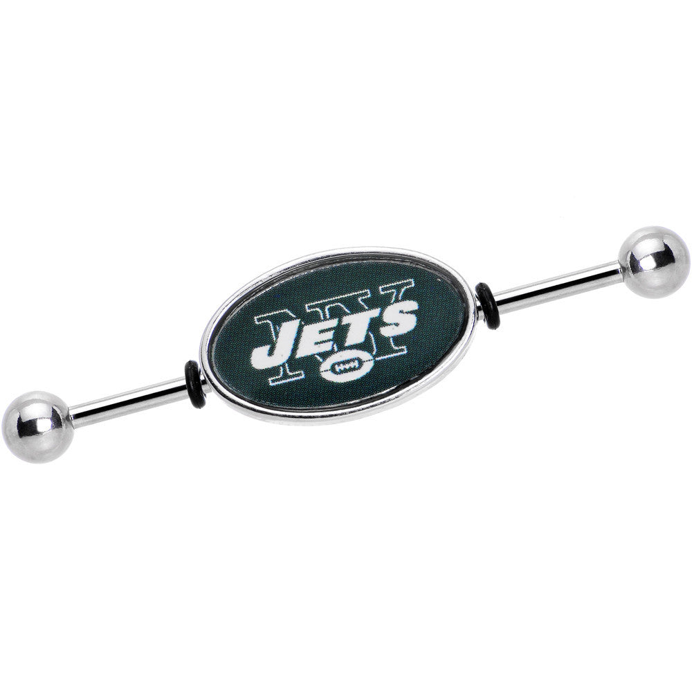 BodyCandy Officially Licensed NFL New York Jets Industrial Barbell — main product shot