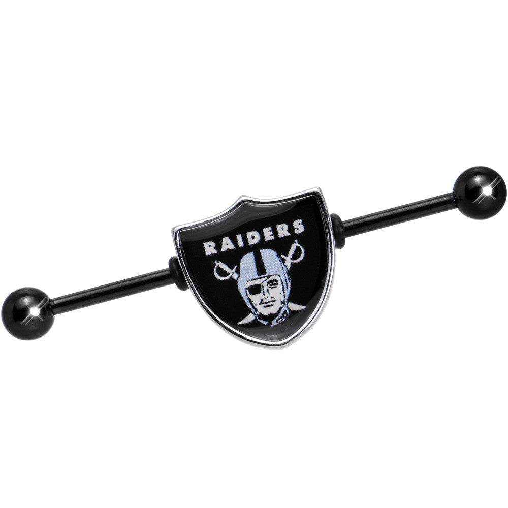 BodyCandy Officially Licensed NFL Oakland Raiders Industrial Barbell — main product shot