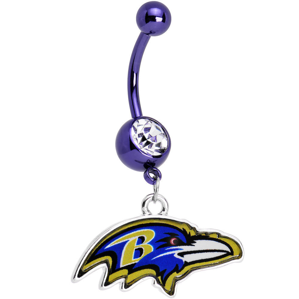BodyCandy Officially Licensed NFL Clear Gem Baltimore Ravens Dangle Belly Ring — main product shot