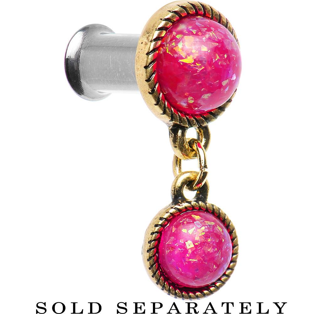 BodyCandy Double Pink Imitation Opal Dangle Plug Sizes 5mm to 1 Inch — alternative angle