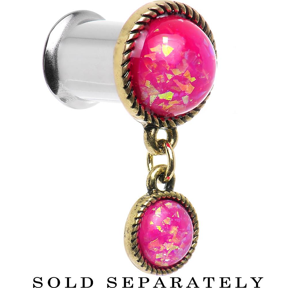 BodyCandy Double Pink Imitation Opal Dangle Plug Sizes 5mm to 1 Inch — main product shot