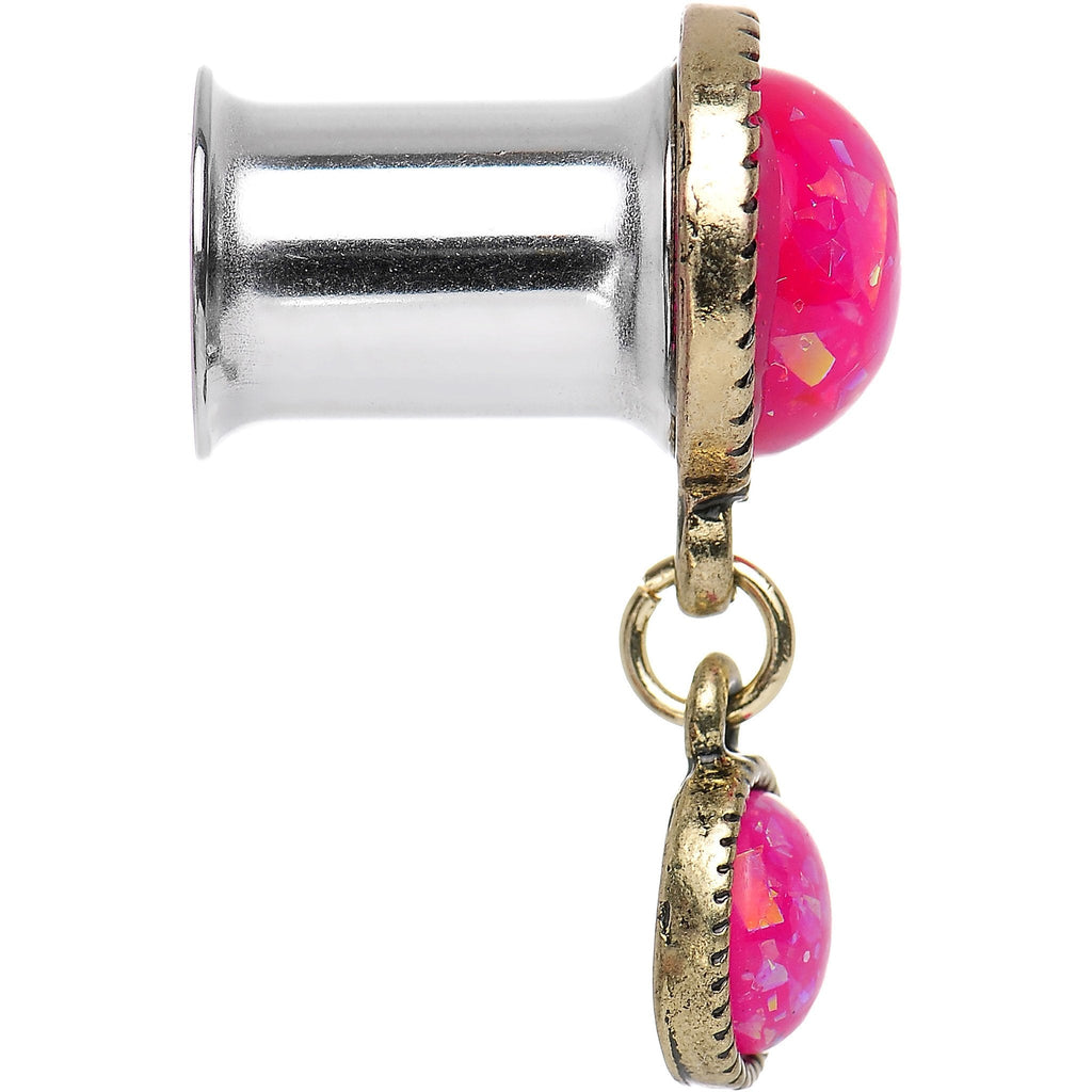 BodyCandy Double Pink Imitation Opal Dangle Plug Sizes 5mm to 1 Inch — lifestyle context